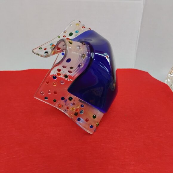 Decorative Colbalt Blue Art Glass Votive / Tea-lite Cup - Picture 4 of 4